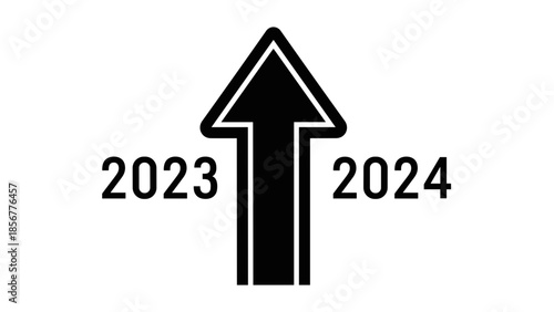Black Arrow Pointing Upwards with Year Numbers.