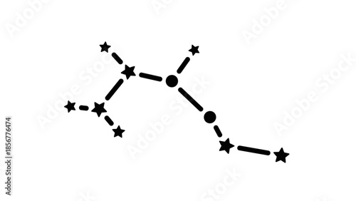Black Constellation Pattern with Stars and Lines.