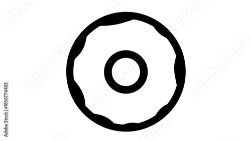 Black Donut with Icing and Hole.