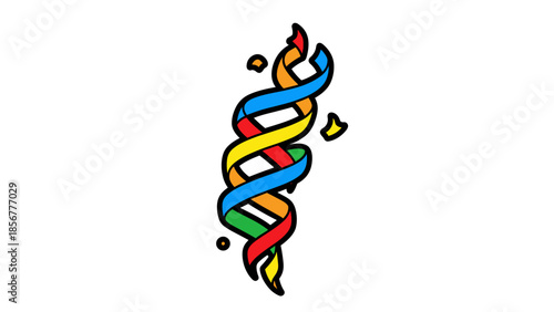 Colorful DNA Double Helix Structure Illustration.