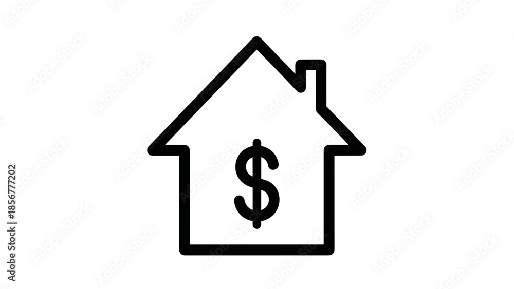 Fototapeta premium House Icon with Dollar Sign Inside.