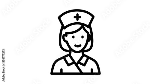 Nurse Icon Simple Line Art Illustration.