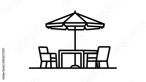 Outdoor Patio Furniture with Parasol Umbrella.