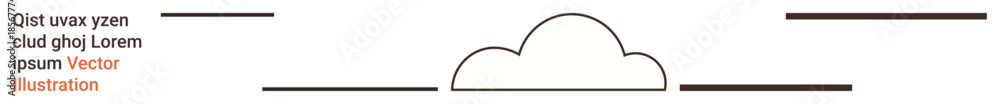 Obraz premium Graphic design, branding, web design, minimal art, clean aesthetics, illustration. Simple cloud shape with horizontal dotted lines. Graphic design and branding concept