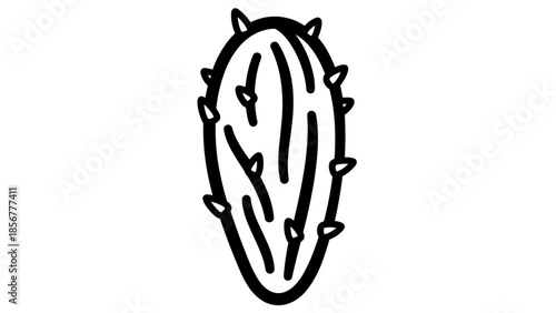 Simple Black and White Cactus Illustration.