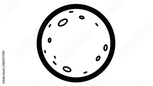 Simple Black and White Moon Illustration.