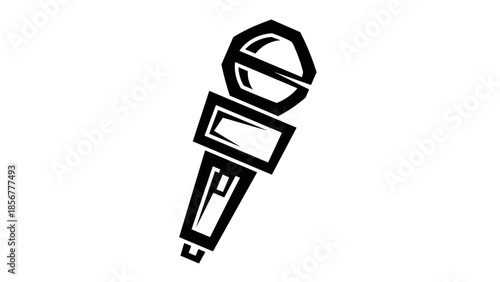 Simple Black and White Microphone Illustration.