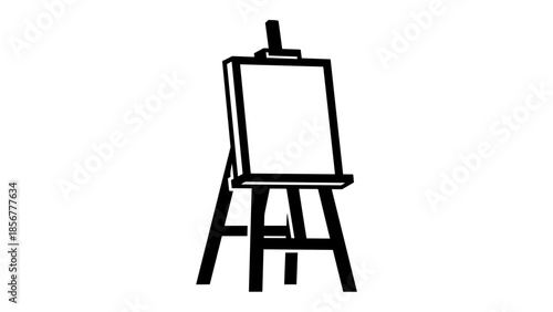 Simple Black Easel with Blank Canvas.