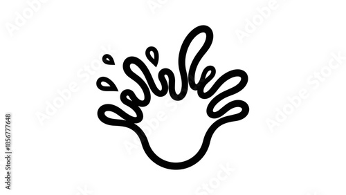 Simple Black Handprint with Water Droplets.