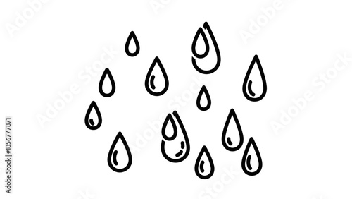 Simple Hand Drawn Water Droplets Illustration.
