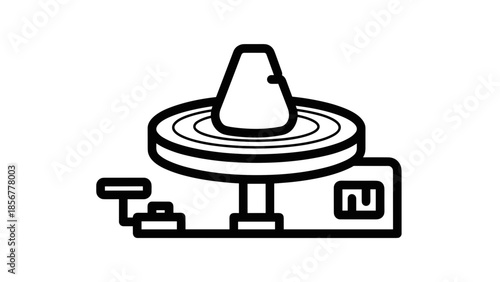 Simple Line Drawing of a Turntable.
