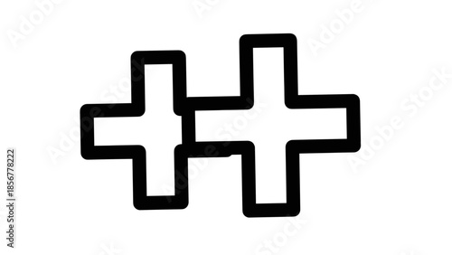 Two Black Plus Signs Overlapping.