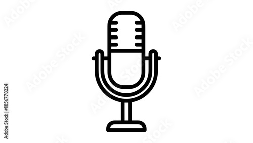 Vintage Style Microphone Icon Illustration.