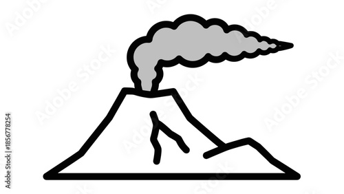 Volcano Erupting with Smoke Illustration.