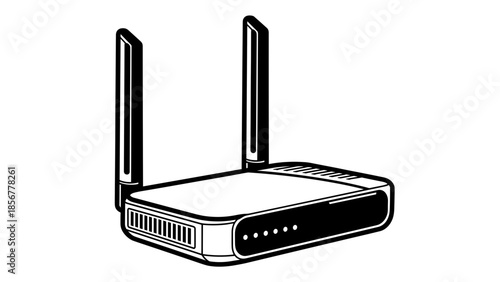 Wireless Router with Two Antennas Illustration.