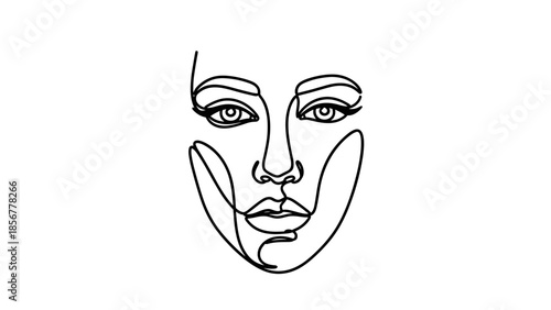 Woman Face Outline Sketch Illustration.