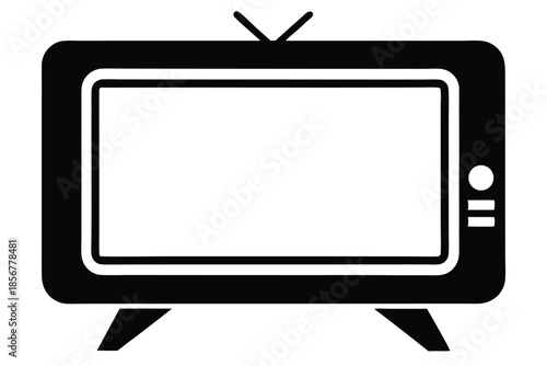 smart tv silhouette line art vector illustration