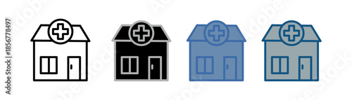 
clinic icon set multiple style collection with medical home design