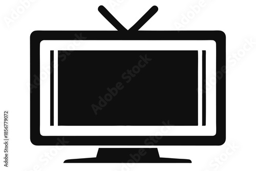 smart tv silhouette line art vector illustration