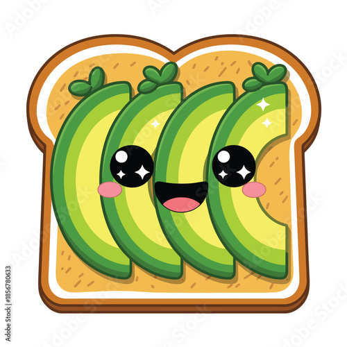 Four Avocado Slices with Sparkles and Happy Face toast