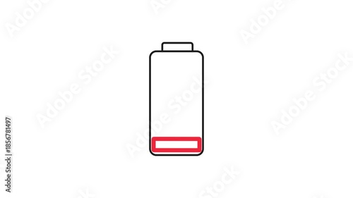 Low Battery Indicator Animation on White Background.