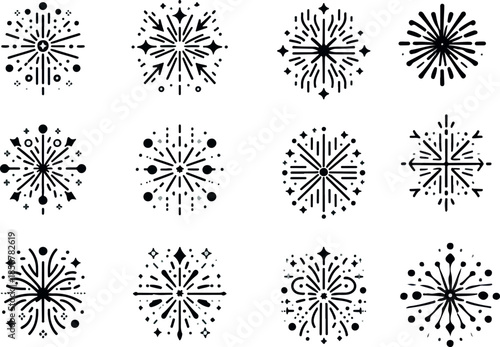Set of vector snowflakes winter decoration pattern design icons