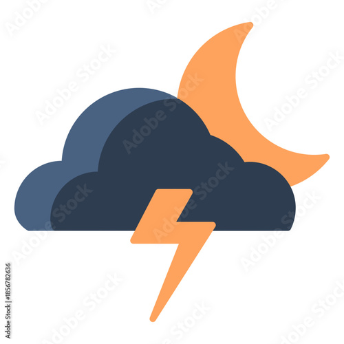 Thunder night vector icon. Weather icon flat style. perfect use for logo, presentation, website, and more. modern icon design color style 