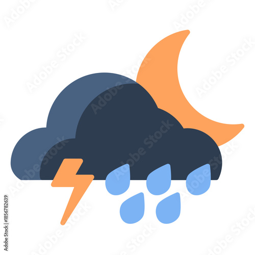Night thunderstorm clouds vector icon. Weather icon flat style. perfect use for logo, presentation, website, and more. modern icon design color style 