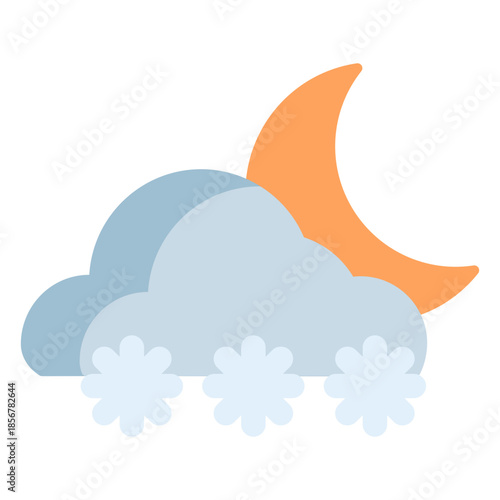 Snow at night vector icon. Weather icon flat style. perfect use for logo, presentation, website, and more. modern icon design color style 