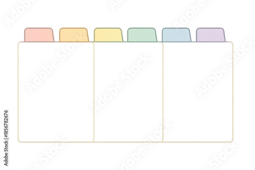 Pastel colorful file folders tab organizing document layout