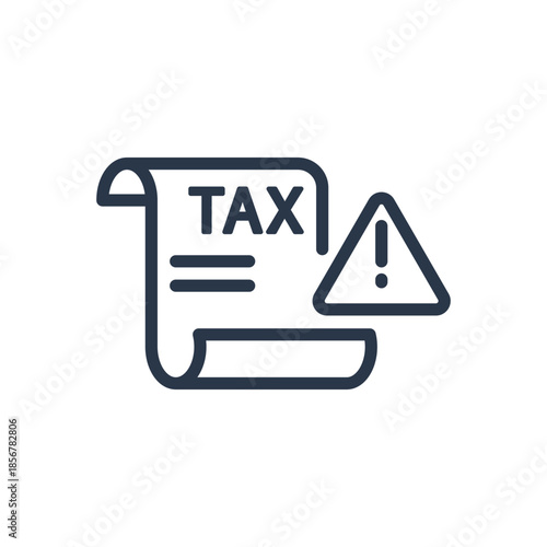 Tax Warning Icon. Financial Document and Risk Alert Symbol