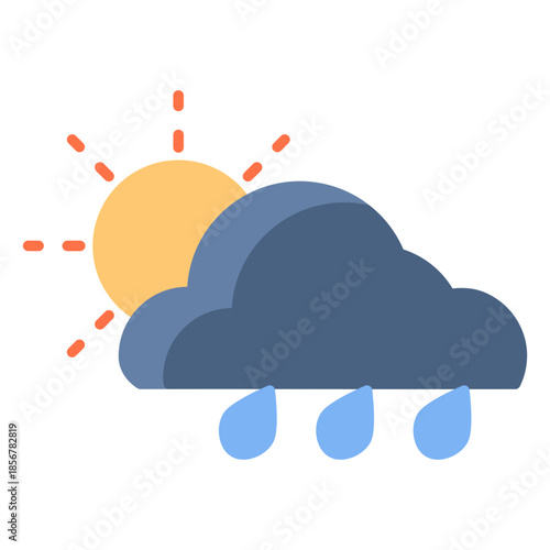 Sun cloud and rain vector icon. Weather icon flat style. perfect use for logo, presentation, website, and more. modern icon design color style 