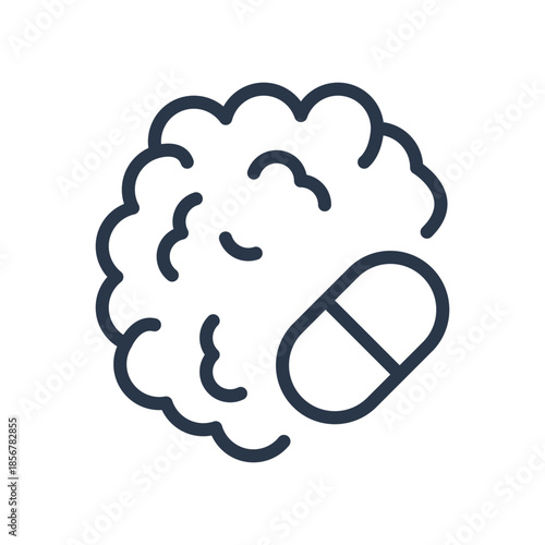 Brain and Pill Icon Representing Mental Health Treatment