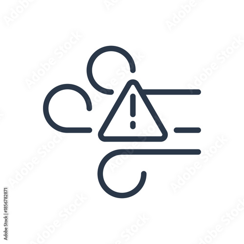 Wind Warning Icon. Strong Gale Hazard Outline Symbol
