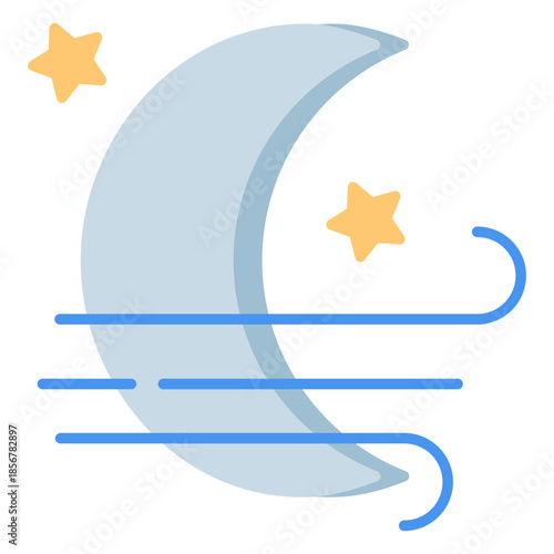 Windy night vector icon. Weather icon flat style. perfect use for logo, presentation, website, and more. modern icon design color style 