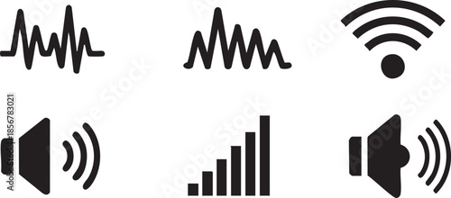 wireless icon, radio wave signal, sound wave, audio visualization, broadcasting, audio spectrum, audio waveform1.eps