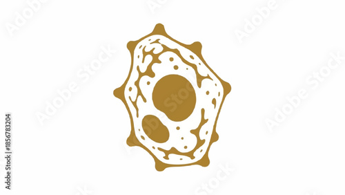 Abstract golden cell illustration with unique organic patterns and a clear outline
