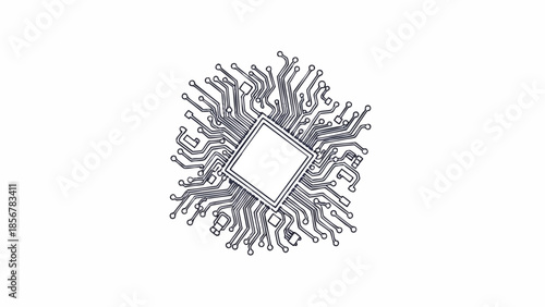 Digital circuit board design, abstract technology background, electronic components and microchip concept
