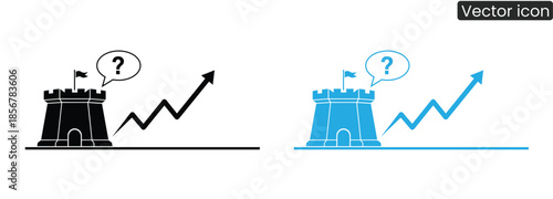 Dynamic business growth concept with castle and question mark symbolizing strategy and vision for success