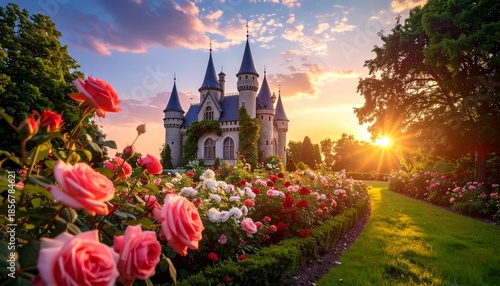 Schloss mit Rosengarten