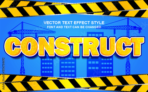 construction site area industry labor worker design typography editable text effect font style template