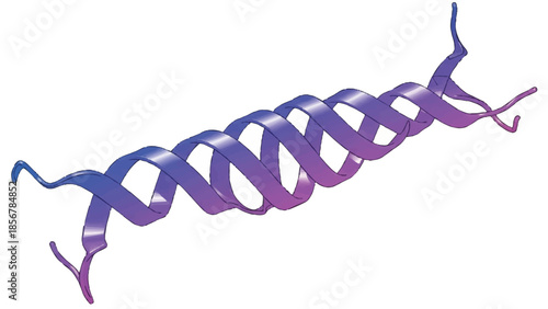 3D rendering of a protein structure with alpha helix formation, showcasing scientific molecular modeling
