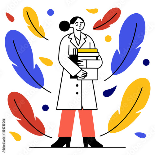 A woman with a brush and paint hand book