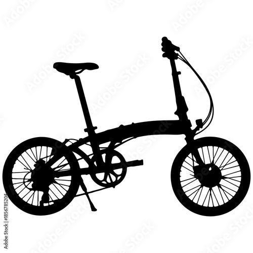 Black silhouette of a folding bicycle on a white background bike folding bike