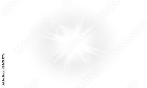 A shining star with subtle shimmer and glare. A sunburst without harsh rays, isolated on a transparent background. PNG image for design and composition.