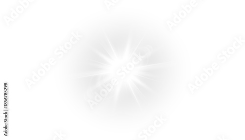 Starburst with delicate sparkles and a soft sunlit glow. A subtle lens flare effect without directional rays. Transparent vector light element in PNG format.