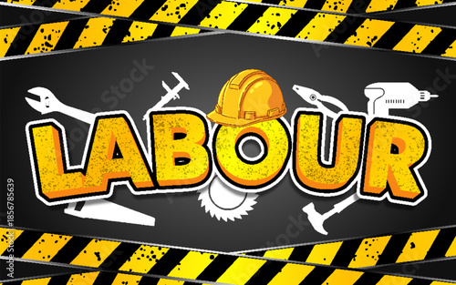 labor day worker event industry construction typography editable text effect font style template design
