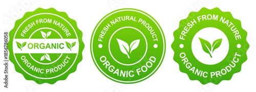 organic sticker label product set bundle printable for vegetable and fruit isolated vector illustration template