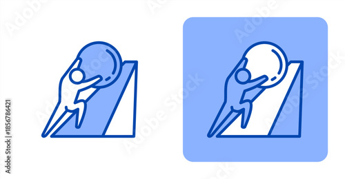 Hard Work Line Color  Two-tone color and contrasting background icon illustration