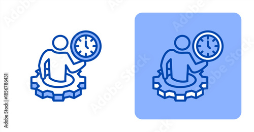 Time Management Line Color  Two-tone color and contrasting background icon illustration